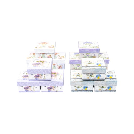 Cutii cadou, model patrat, cu imprimeuri diferite, 12/set, 9x9x5 cm, B.S.P. / SL376_2
