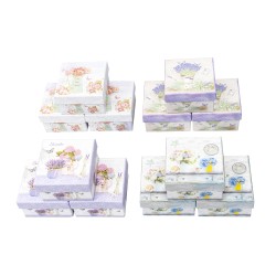 Cutii cadou, model patrat, cu imprimeuri diferite, 12/set, 9x9x5 cm, B.S.P. / SL376_2
