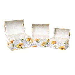 Cutii cadou, model cufar, impimeu floarea-soarelui, 3/set, B.S.P. / SL377_G