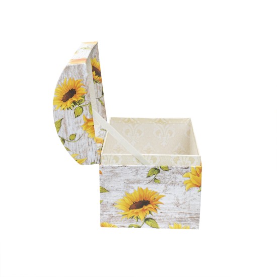 Cutii cadou, model cufar, impimeu floarea-soarelui, 3/set, B.S.P. / SL377_G