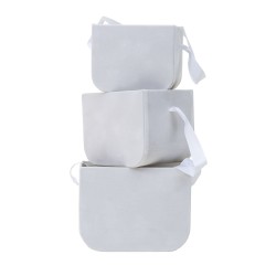 Set 3 cutii cu forma dreptunghiulara din catifea, culoare alb, B.S.P. / SL380_1