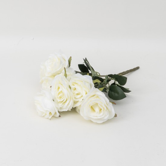 Buchet 9 trandafiri artificiali, culoare alb, H 40 cm, B.S.P. / SL393_2