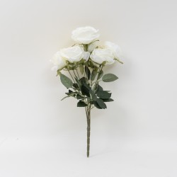 Buchet 9 trandafiri artificiali, culoare alb, H 40 cm, B.S.P. / SL393_2