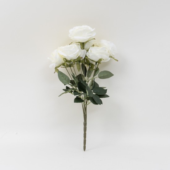 Buchet 9 trandafiri artificiali, culoare alb, H 40 cm, B.S.P. / SL393_2