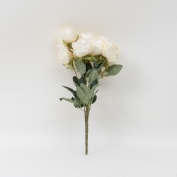 Buchet 9 trandafiri artificiali, culoare crem, H 40 cm, B.S.P. / SL393_1