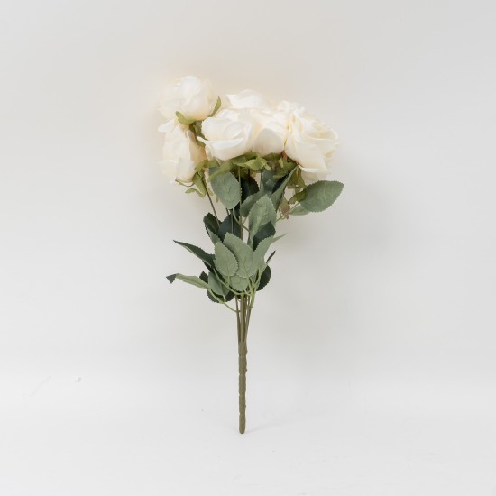 Buchet 9 trandafiri artificiali, culoare crem, H 40 cm, B.S.P. / SL393_1