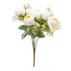 Buchet 10 fire bujor, H 45 cm, culoare crem, B.S.P. / SL395_C