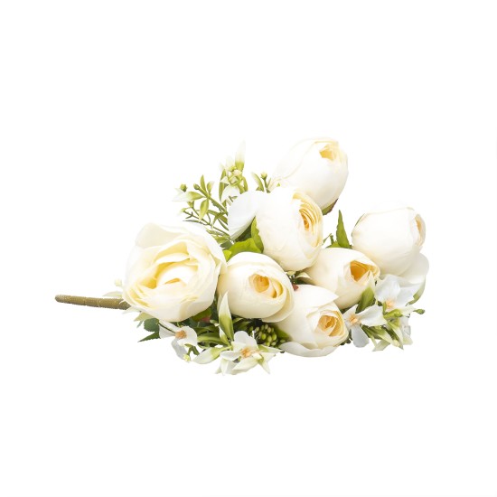 Buchet 10 fire bujor, H 45 cm, culoare crem, B.S.P. / SL395_C