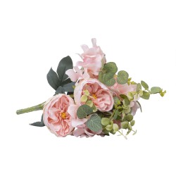 Buchet 10 fire, bujor + eucalipt, H 45 cm, culoare roz, B.S.P. / SL397_R