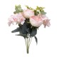 Buchet 10 fire, bujor + eucalipt, H 45 cm, culoare roz, B.S.P. / SL397_R