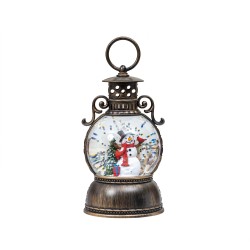 Decoratiune Craciun in forma de felinar, muzical + lumini, model Om Zapada, h 25 cm, B.S.P. / SL413_B