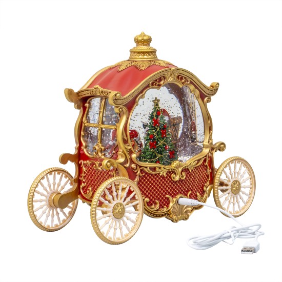 Decoratiune Craciun, trasura, model muzical si cu lumini, cu baterii si conector la priza / SL416_A