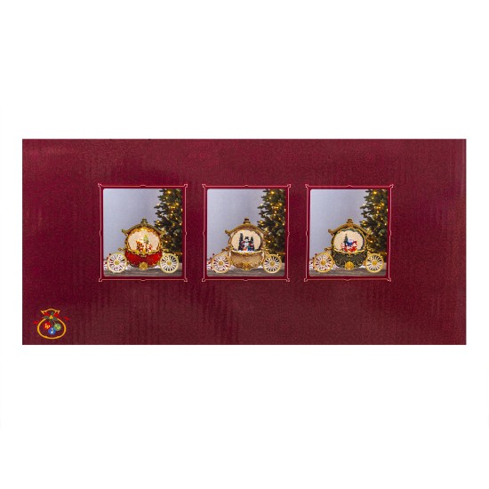 Decoratiune Craciun, trasura, model muzical si cu lumini, cu baterii si conector la priza / SL416_B