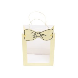 Punga cadou din carton cu fereastra, model cu funda, culoare crem,10/set, 30x15x25 cm, B.S.P. / SL424_C