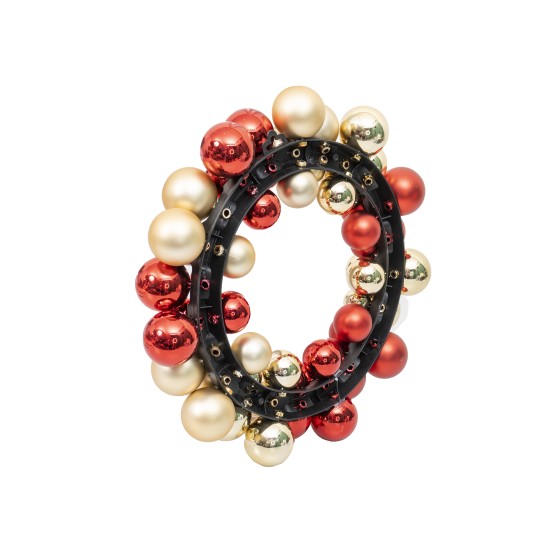 Coronita Craciun, din globuri, 55globuri, culoare rosu + auriu, Ø 33.5 cm, B.S.P. / SL467