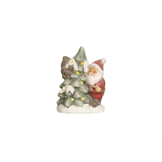 Decoratiune ceramica Craciun, model Mos Craciun cu brad, 12.5x7x18 cm, B.S.P. / SL499_BRAD