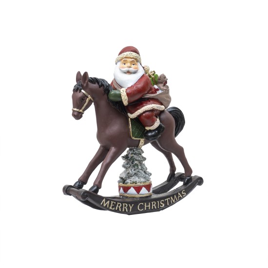 Decoratiune ceramica Craciun, model Mos Craciun + cal, 26.5x7x29 cm, B.S.P. / SL521