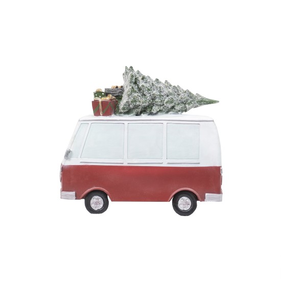 Decoratiune ceramica Craciun, in forma de masina, cu lumini, 28.5x13x25 cm, B.S.P. / SL522