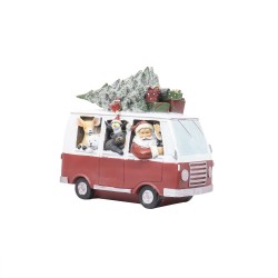 Decoratiune ceramica Craciun, in forma de masina, cu lumini, 28.5x13x25 cm, B.S.P. / SL522