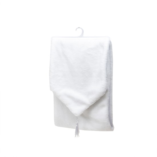 Napron decorativ pentru masa, puf sintetic, culoare alb, 180x30 cm, B.S.P. / SL540