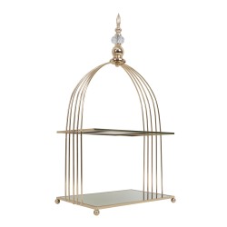 Suport candy bar, din metal, 2 polite cu oglinda, model colivie, H 60 cm, B.S.P. / SL572