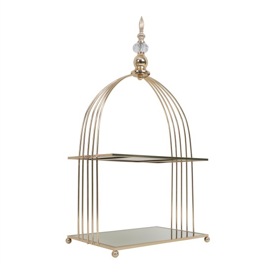 Suport candy bar, din metal, 2 polite cu oglinda, model colivie, H 60 cm, B.S.P. / SL572