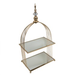 Suport candy bar, din metal, 2 polite cu oglinda, model colivie, H 60 cm, B.S.P. / SL572