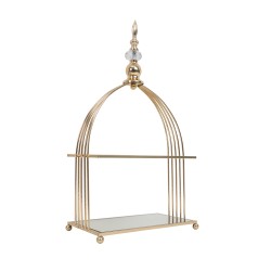 Suport candy bar, din metal, 2 polite cu oglinda, model colivie, H 50 cm, B.S.P. / SL573