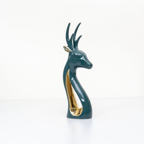 Figurina decorativa din ceramica, model cerb, culoare verde, H 35, B.S.P. / SL587_V