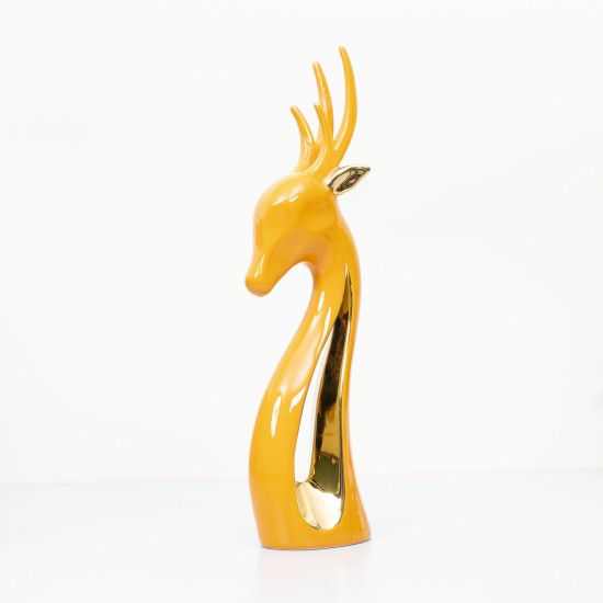 Figurina decorativa din ceramica, model cerb, culoare portocaliu, H 49, B.S.P. / SL588_P