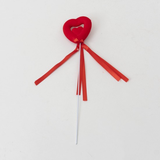 Set 12 inimi pe bat, culoare rosu, H 23 cm, B.S.P. / SL589