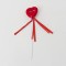 Set 12 inimi pe bat, culoare rosu, H 23 cm, B.S.P. / SL589