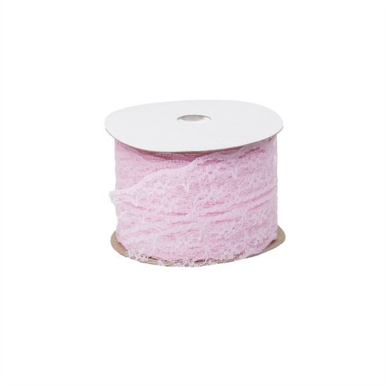 Rola dantela, 4 cm / 10m , culoare roz, B.S.P. / SL604_RZ