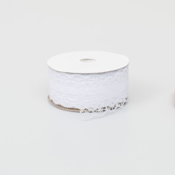 Rola dantela, 2.5 cm / 10m , culoare alb, B.S.P. / SL605_A