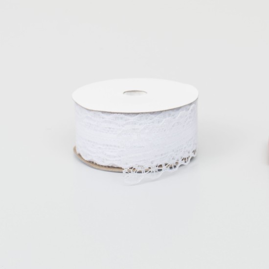Rola dantela, 2.5 cm / 10m , culoare alb, B.S.P. / SL605_A