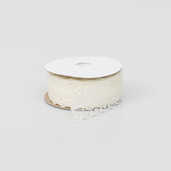 Rola dantela, 2.5 cm / 10m , culoare crem, B.S.P. / SL605_C