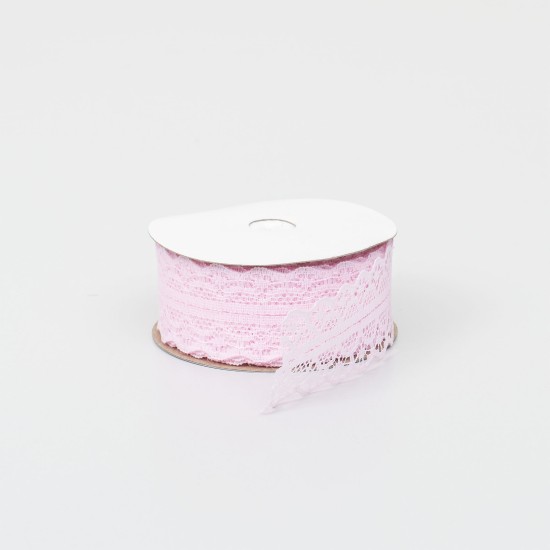 Rola dantela, 2.5 cm / 10m , culoare roz, B.S.P. / SL605_RZ