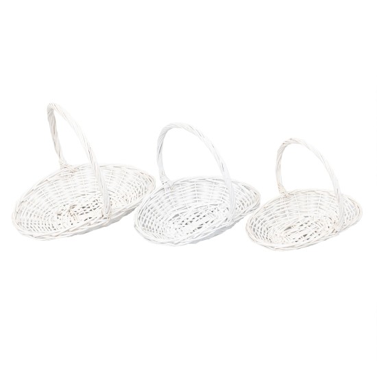 Cos impletit, model oval, culoare alb, set 3 cosuri,B.S.P. / SL608