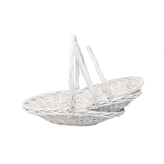 Cos impletit, model oval, culoare alb, set 3 cosuri,B.S.P. / SL608