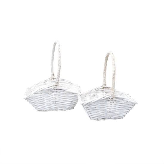 Cos impletit, model patrat, culoare alb, set 2 cosuri, B.S.P. / SL610