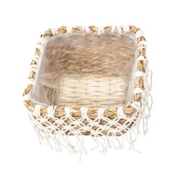 Cos impletit, model patrat, culoare crem, set 3 cosuri, B.S.P. / SL611