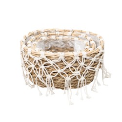 Cos impletit, model oval, culoare crem, set 3 cosuri, B.S.P. / SL612