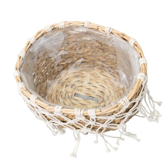 Cos impletit, model oval, culoare crem, set 3 cosuri, B.S.P. / SL612