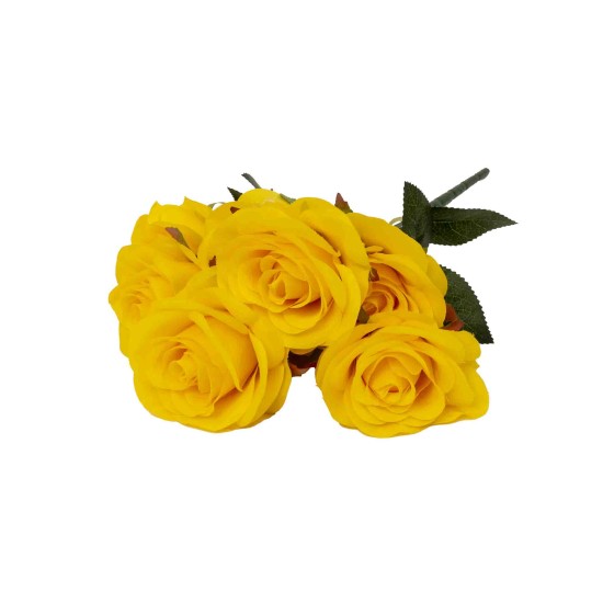 Buchet 7 trandafiri artificiali, culoare galben, H 40 cm, B.S.P. / SL621_2