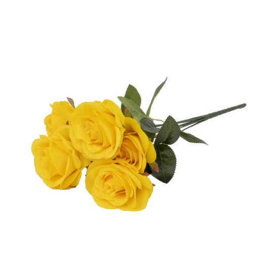 Buchet 7 trandafiri artificiali, culoare galben, H 40 cm, B.S.P. / SL621_2