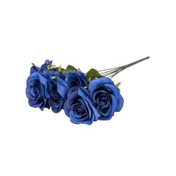 Buchet 7 trandafiri artificiali, culoare albastru, H 40 cm, B.S.P. / SL621_3