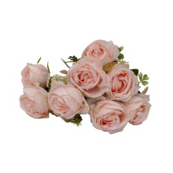 Buchet 9 bujori artificiali, culoare roz deschis, H 40 cm, B.S.P. / SL622_1