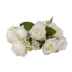 Buchet 9 bujori artificiali, culoare alb, H 40 cm, B.S.P. / SL622_5