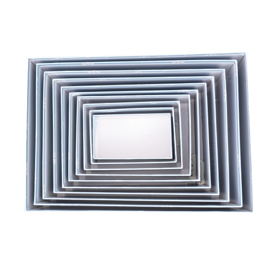 Set 10 cutii dreptunghiulare, imprimeu Craciun, culoare bleu + rosu, model Mos Craciun, 35x25x15.5 cm, B.S.P. / SL 636