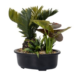 Decoratiune artificiala, model palmier, ghiveci plastic oval, 21x19x13.5 cm, B.S.P. / SL673